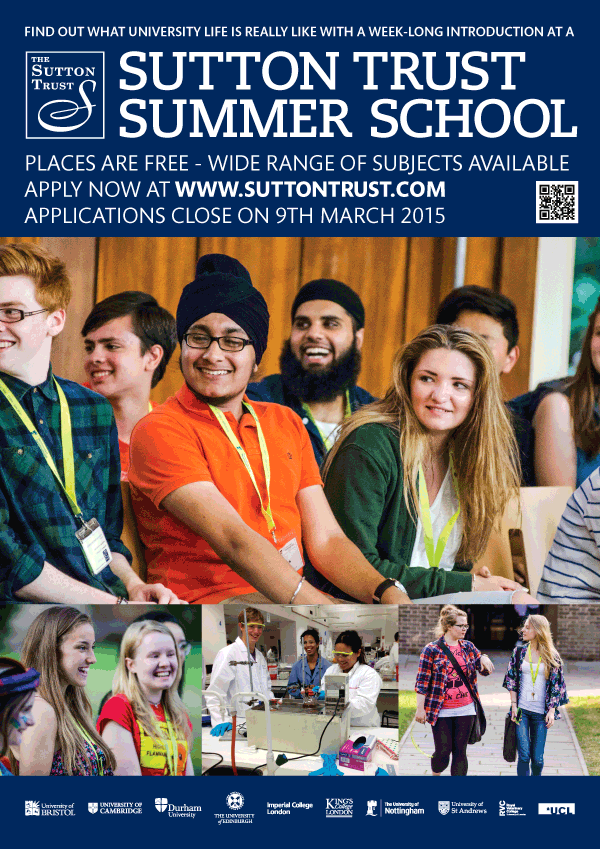 The Sutton Trust Summer School poster
