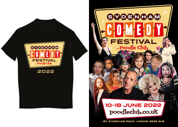 Sydenham Comedy Festival t-shirt and programme cover